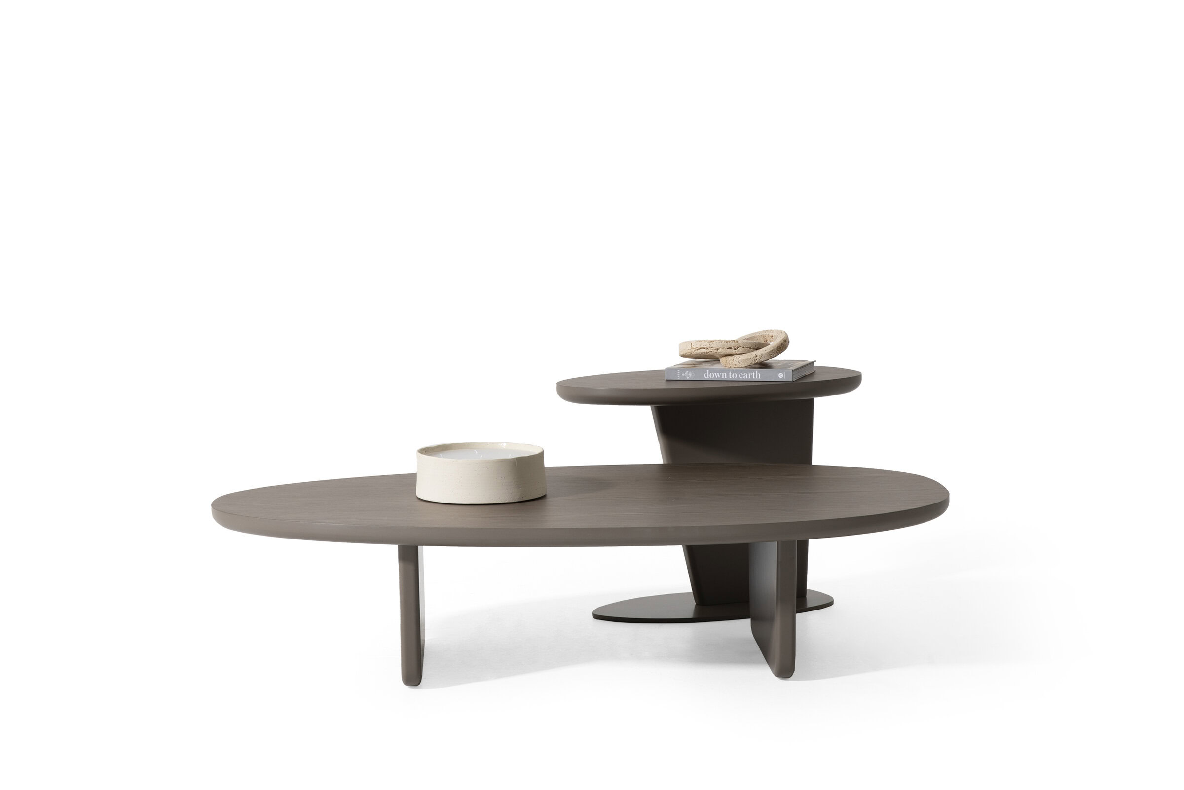 Stylish modern coffee table with dual-tier design, made of high-quality wood in a sleek brown finish, perfect for contemporary living room decor.