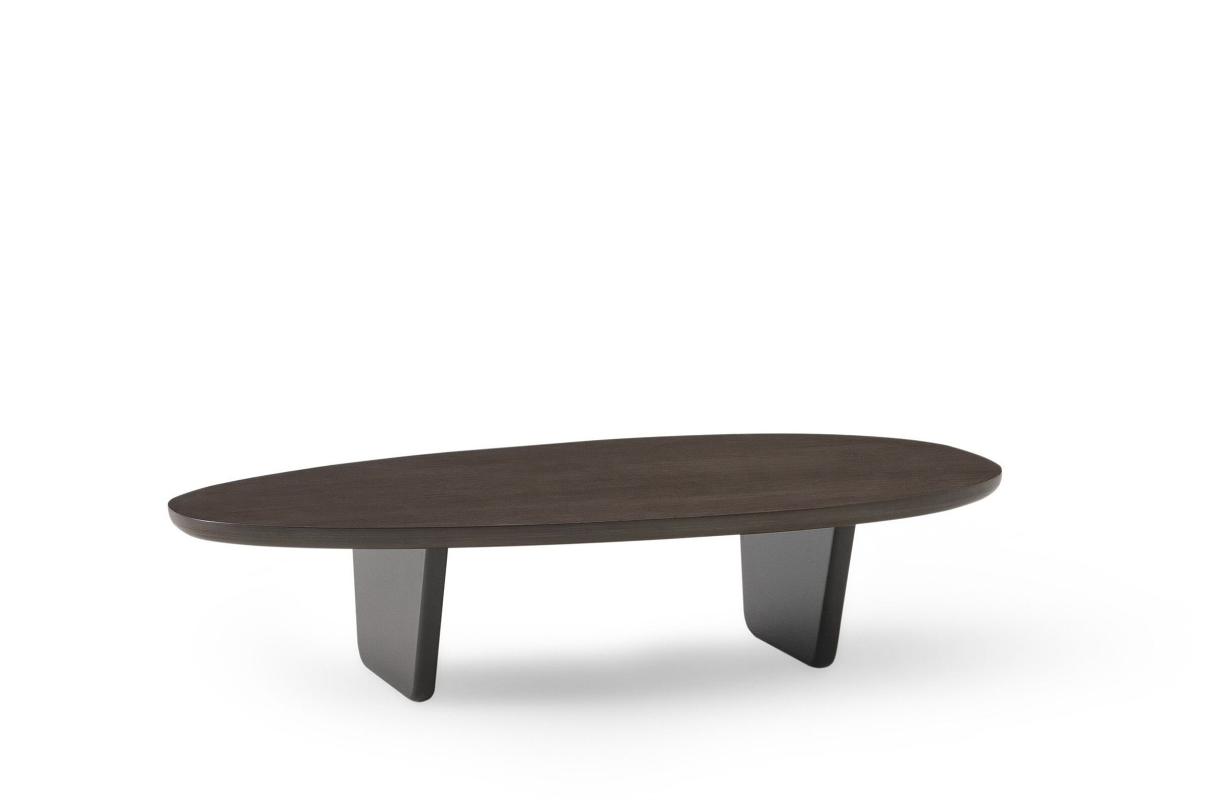Sleek modern coffee table with a dark wooden top and black angled legs, perfect for contemporary living rooms and stylish interior decor.