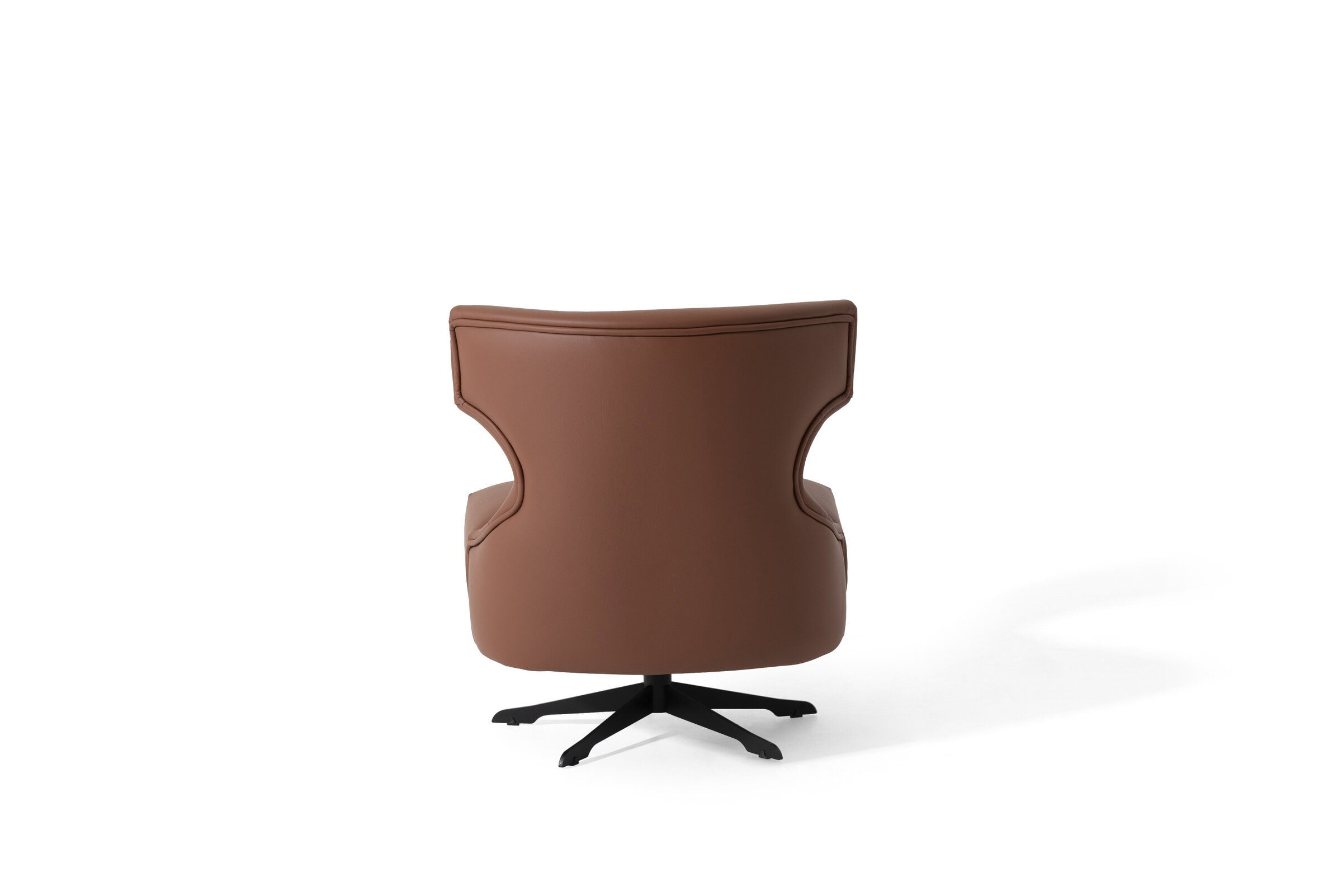 Comfortable brown leather office chair with ergonomic design and adjustable swivel base for modern workspace furniture. Ideal for executive offices and home study rooms.