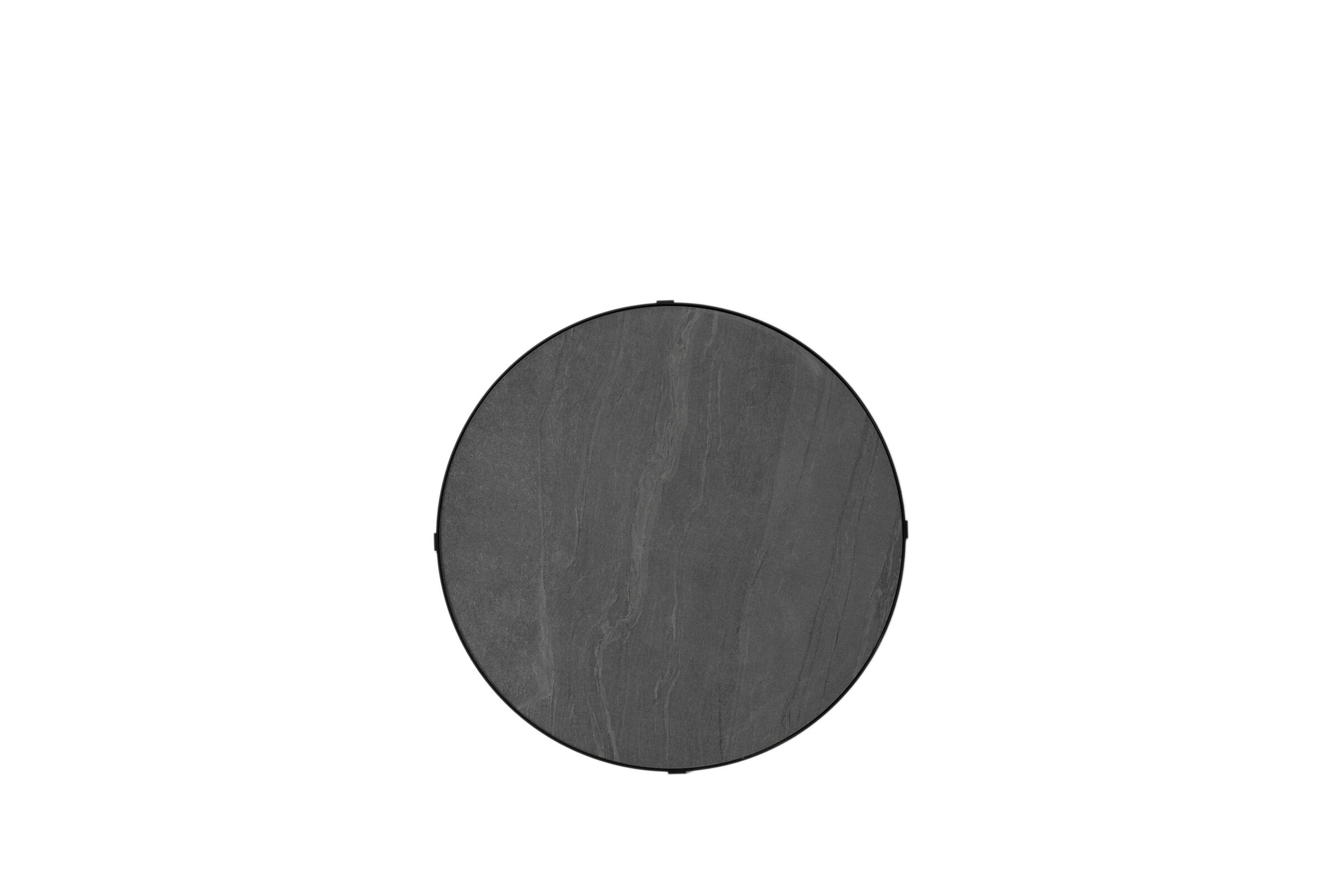 Sleek black round coffee table with a matte finish, modern design, perfect for contemporary living spaces and stylish home decor.