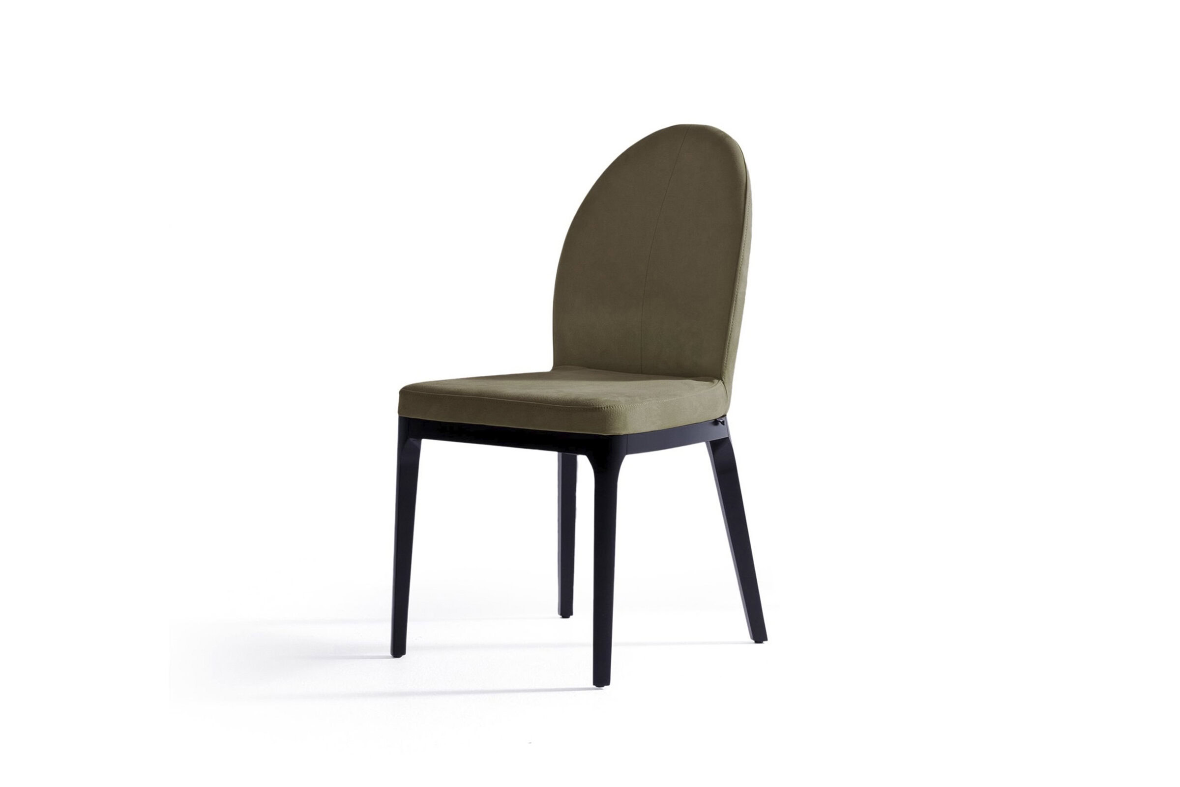 Opaque velvet dining chair with high back and black wooden legs, ideal for modern dining rooms and stylish interiors.