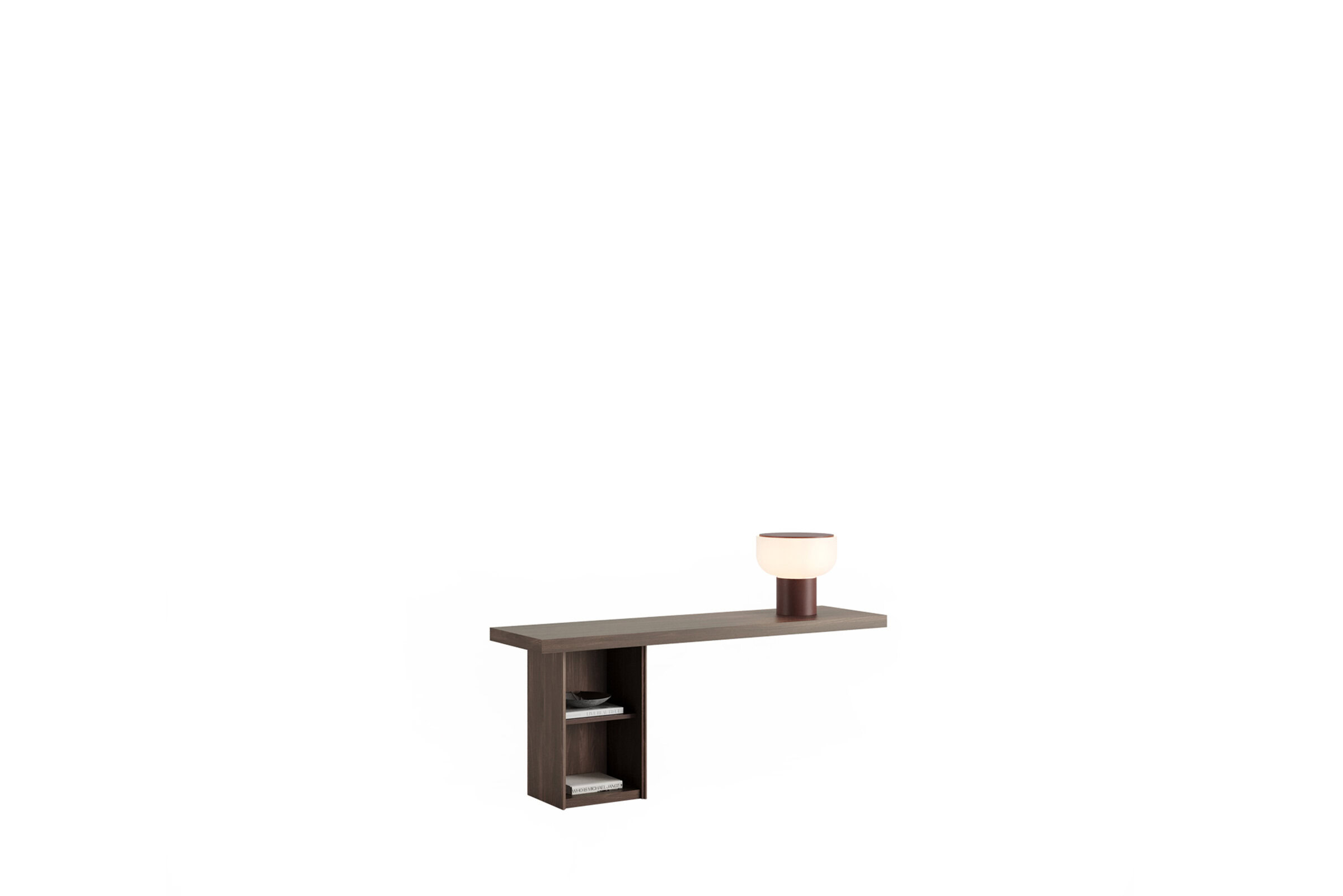 Sleek modern wooden console table with built-in storage shelves, perfect for contemporary living rooms and entryways. Crafted from premium materials for durable and stylish home decor.