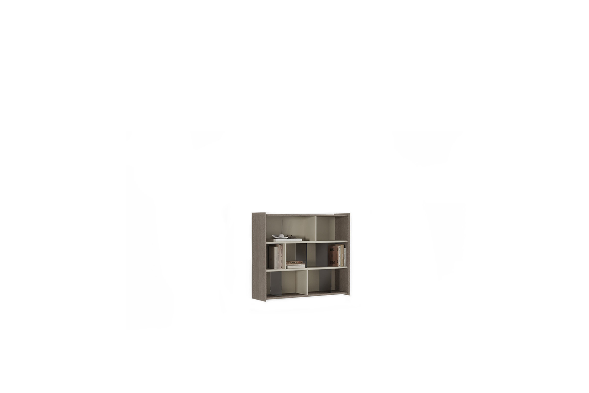 Wooden modern bookshelf with open storage compartments, ideal for home or office organization, featuring a neutral finish and versatile design for stylish storage solutions.