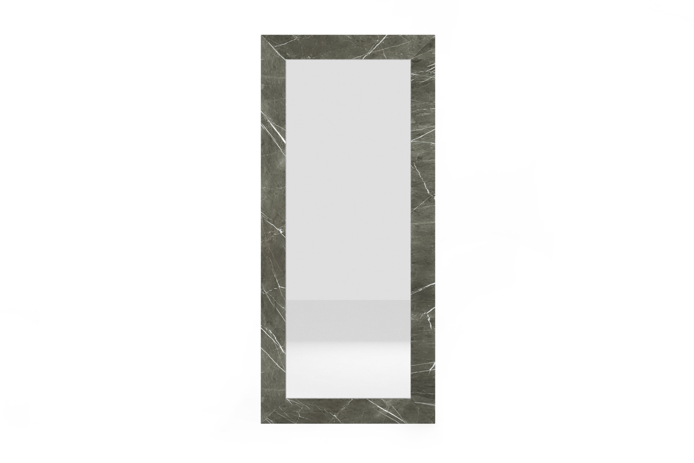 A stylish full-length mirror with a dark green marble frame featuring white veining, perfect for modern or luxurious interior decor. Elevate your space with this sophisticated decorative mirror.