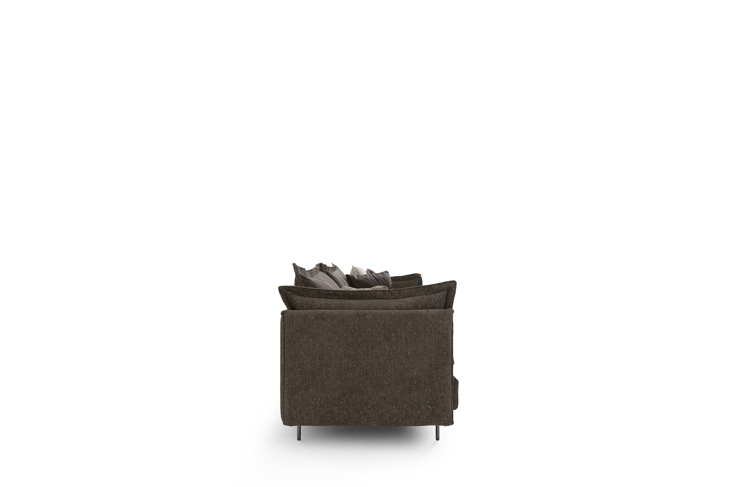 Comfortable brown upholstered armchair ideal for living rooms, featuring plush cushions and stylish design for cozy relaxation.