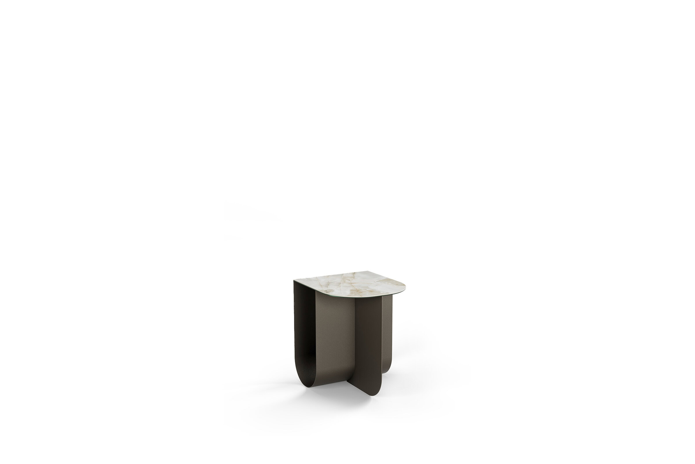 Elegant marble side table with dark wooden legs, perfect for modern living rooms and bedrooms. Durable and stylish, ideal for adding a touch of sophistication to your space.