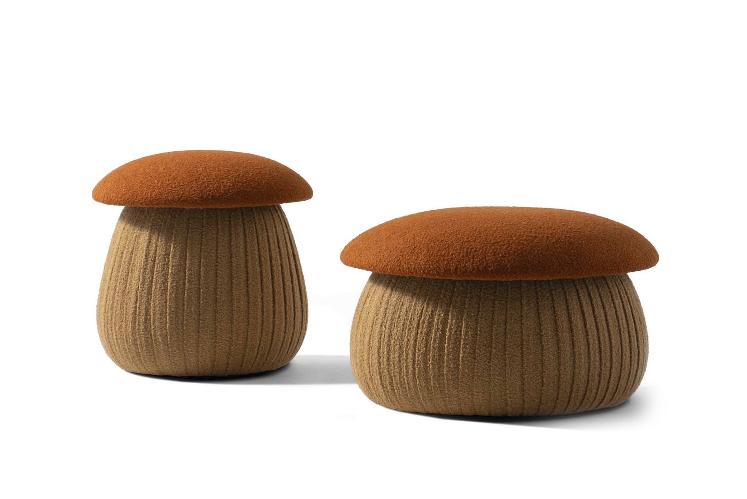 Elegant modern ottomans with textured fabric upholstery, perfect for contemporary living rooms and bedrooms. Stylish design blends comfort and functionality, ideal for home decor.